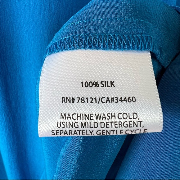 EILEEN FISHER 100% SILK BLUE FLOWY CREPE DE CHINE BLOUSE SIZE 3X NWT - Picture 3 of 6